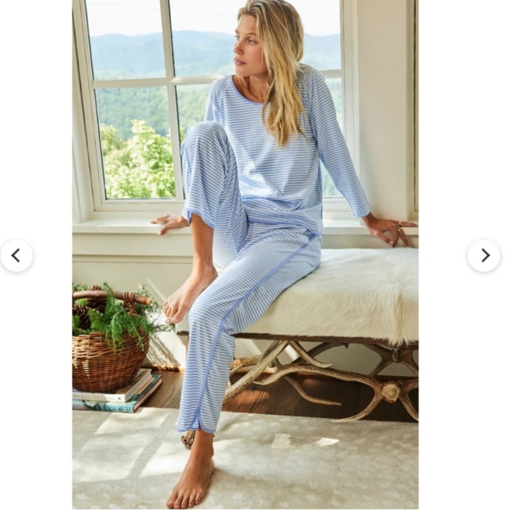 LAKE striped pajama bottoms Pima cotton large